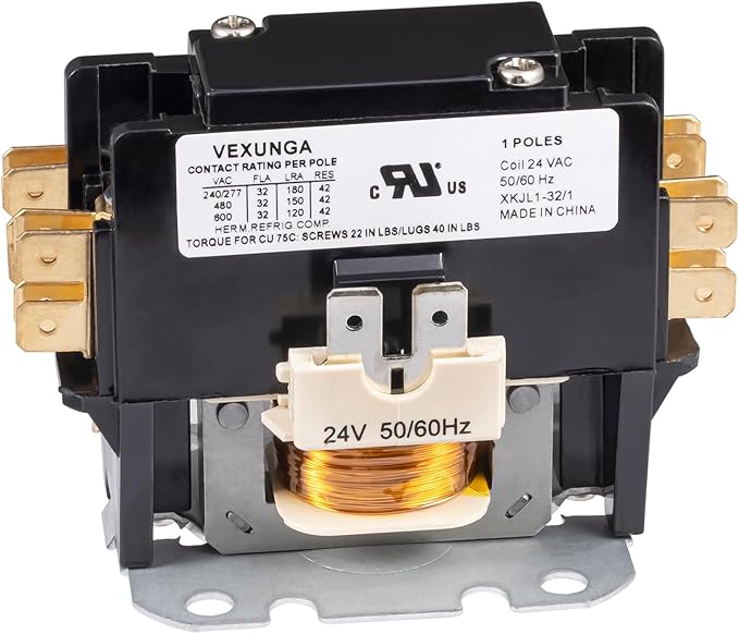 VEXUNGA 1 Pole 32 Amp 24 VAC Coil AC contactor 1P 32A 24V 50/60Hz AC Motor by VEXUNGA