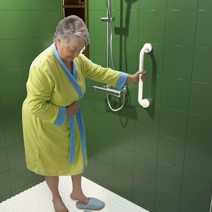20 Inch Anti Slip Shower Grab Bar Oil Rubbed White 1.25" Diameter,Munzong Bathroom Grab Bar, Knurled Bathroom Balance Bar,Safety Hand Rail Support Handicap Elderly Senior Assist Bath Handle