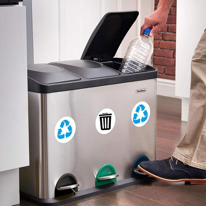 DOITOOL 12pcs Trash Can Recycling Stickers PVC Waste Sorting Decals Removable - Image 8