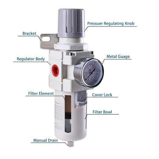 1/2 Inch NPT Air Filter Regulator Combo Piggyback, Air Compressor Water - Image 2