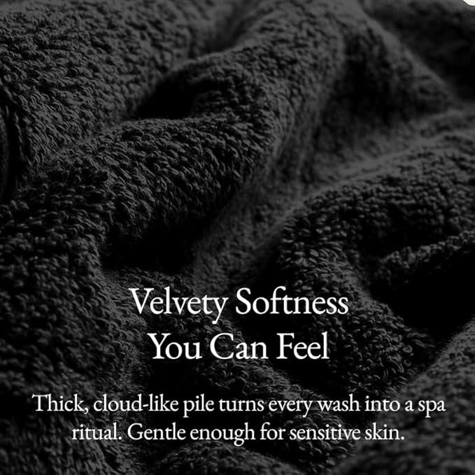 Italic Ultraplush 100% Australian Cotton Hand Towels - Set of 2 Luxury Hand Towels, Ultra Soft and Highly Absorbent 800GSM Towels for Bathroom,Shower, Hotel, and Spa (Black)