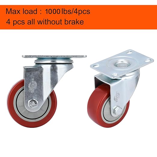 3 inch Heavy Duty Casters Capacity 1000lbs Bearing Caster Wheels Without Brake - Image 5