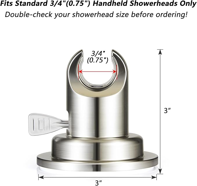 BOPai Suction Cup Shower Head Holder for Handheld Shower – No Drill, for Smooth Surfaces Only, Vertical Mount Only, Brushed Nickel