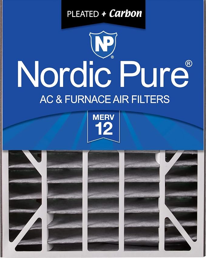 Nordic Pure 20x25x5 Air Bear Air Filter Replacement MERV 12 Pleated + Carbon 1 by NordicPure