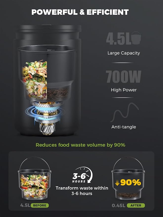 Electric Composter for Kitchen Smart Odorless Countertop Compost Bin Machine - Image 3