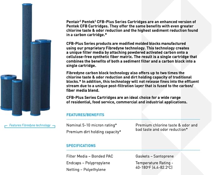 Pentair Pentek CFB-Plus10 Carbon Water Filter, Under Sink Fibredyne Modified - Image 2