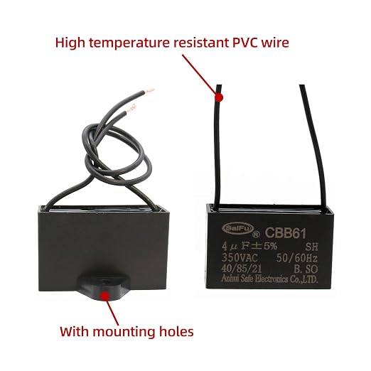 CBB61 Capacitor 4uf 350V AC Ceiling Fan 2 Wire 50/60Hz - Image 3