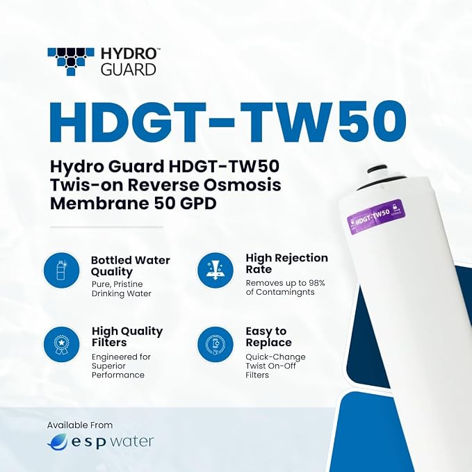 Hydro Guard HDGT-TW50 Twist RO Membrane, 50 GPD Thin Film Composite, Stage 3 RO - Image 2