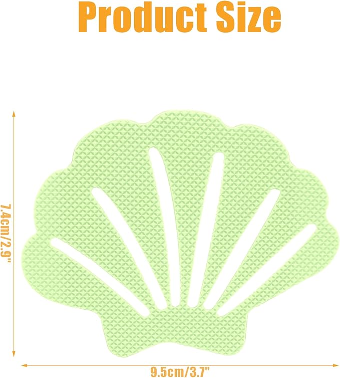 12 Pcs Non Slip Bathtub Stickers Luminous Green Adhesive Decals Sea Shell Shape Shower Stickers for Floor, Ladders, Bath Tub, Stairs, Bathroom
