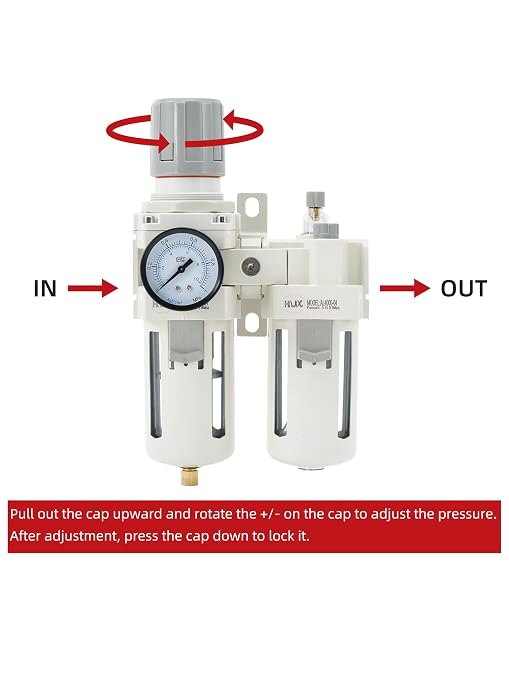 1/2" PT Compressed Air Filter Regulator Lubricator Combo Water/Oil Trap - Image 4