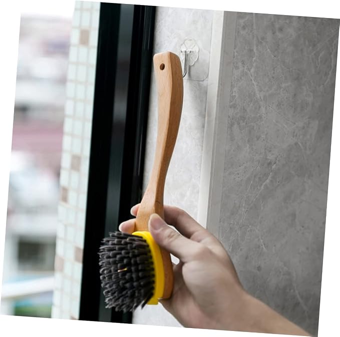 Natural Wood Handle Sponge Scrubber Tile Scrubber Brush Cleaner Kitchen - Image 3