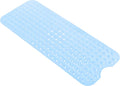 Anti-Slip Bathtub Shower mat, 39.3×15.7 inch（Approximately 100 × 40cm） Soft Oversized Machine Washable Non-Slip Bathtub mat with Drainage Holes, Bathroom Floor Suction Cup.（1-Opaque Light Blue）