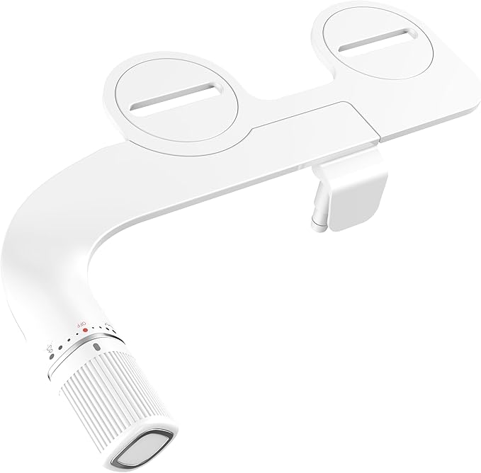 BIGCOW Ultra-Slim Bidet Attachment for Toilet - Dual Nozzle (Frontal & Rear Wash) with Adjustable Cold Water Pressure and Stainless Steel Inlet - Hygienic Solution for Fresh Cleanliness, Gold 1 Pcs