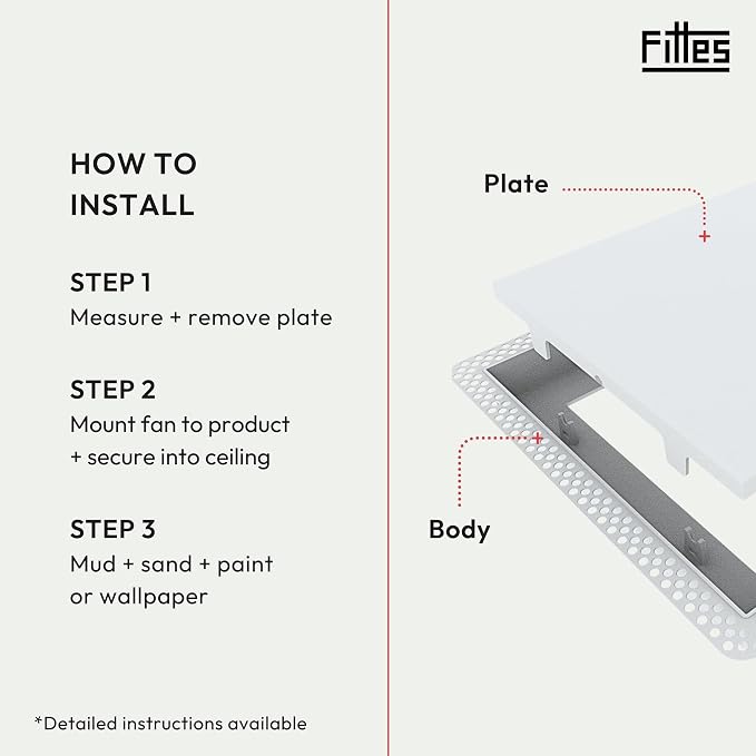 Fittes Flush Exhaust Mount, Minimalist ABS Plastic Bathroom Ventilation Fan - Image 4