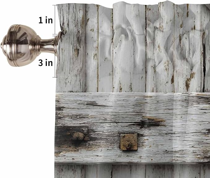 Vintage Gate Kitchen Curtains 54 Inches Length, Farmhouse Wooden Grain Shabby - Image 6