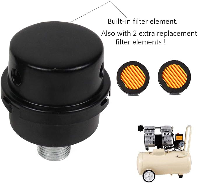 2 Pcs Air Compressor Silencer Filter Metal Air Compressor Intake Filter Noise - Image 2