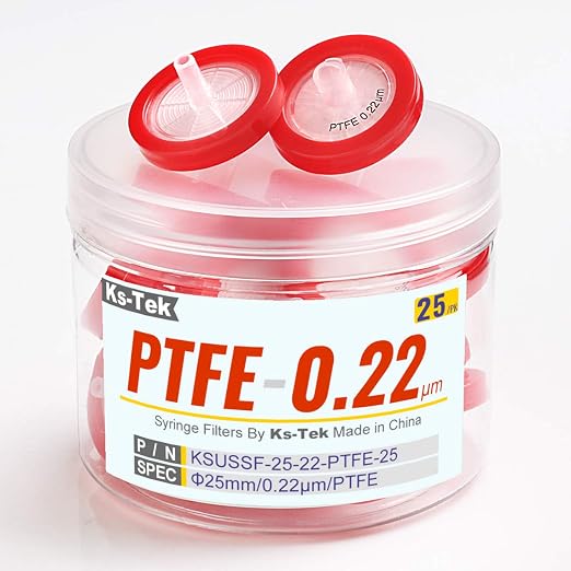 Syringe Filters PTFE Hydrophobic 25 mm 0.22 um Non Sterile 25/pk by KS-Tek by Unknown