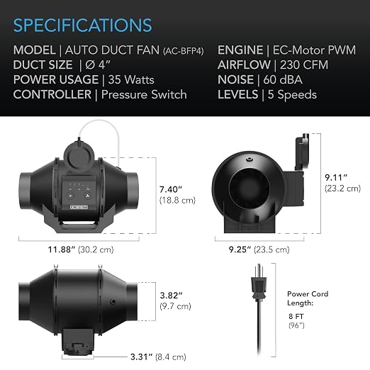 AC Infinity Automatic Duct Fan 4", Inline Fan - Image 6
