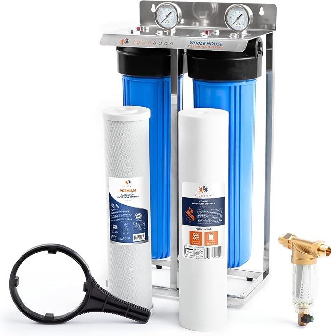 2-Stage Water Filter System 20x4.5 inch Comes by Aquaboon