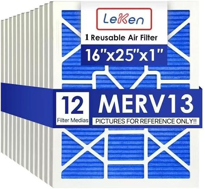 LEKEN 16x25x1 AC Furnace HVAC Filter Reusable Electrostatic Filters MERV 13 by LEKEN