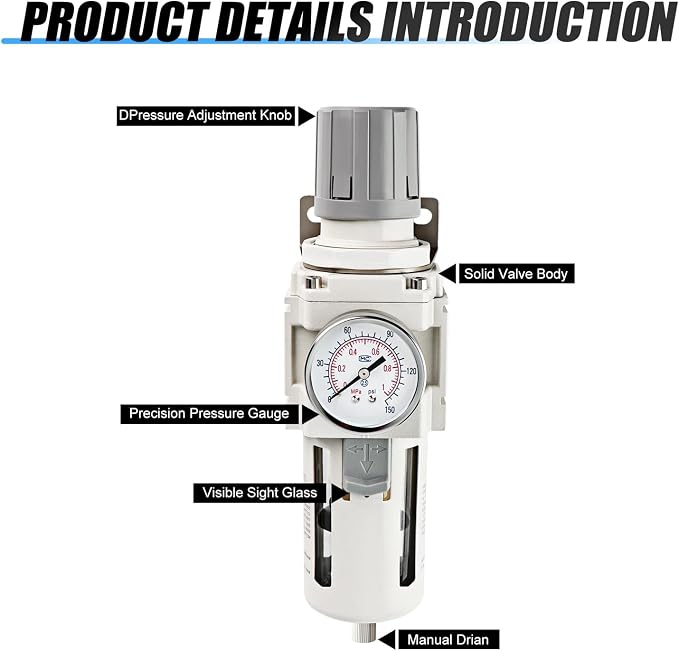 MEANLIN Air Compressor Moisture Filter, AW4000-06 Air Line Filter, 3/4" NPT - Image 4