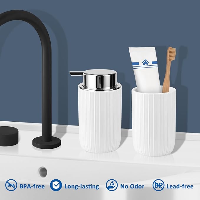 Soap Foaming Dispenser Ceramic with Easy-to-Press Pump Hand Foam Dispenser for Shampoo Bathroom Countertop 13.5 oz