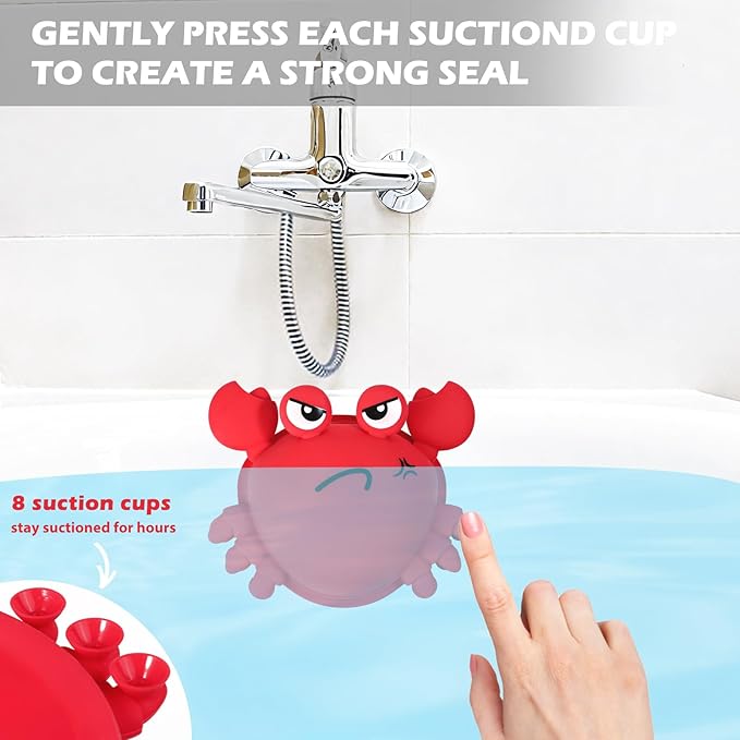 Koluti Silicone Bathtub Overflow Drain Cover, Bath Drain Stopper with 8 Suction Cups, Fun Grab Tub Spa Accessories Gift Bathroom Essentials, Red