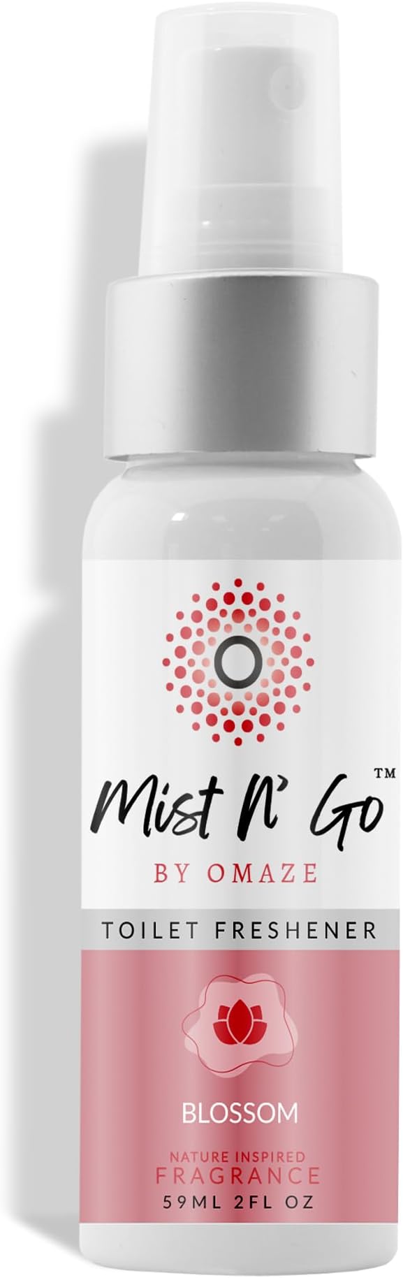 Mist N’ Go by Omaze Travel Bathroom Spray for Toilet Spray Odor Eliminator - Travel Toilet Spray for Bathroom Air Freshener Spray for Bathroom Deodorizer - Blossom Regular Size (2oz x1)