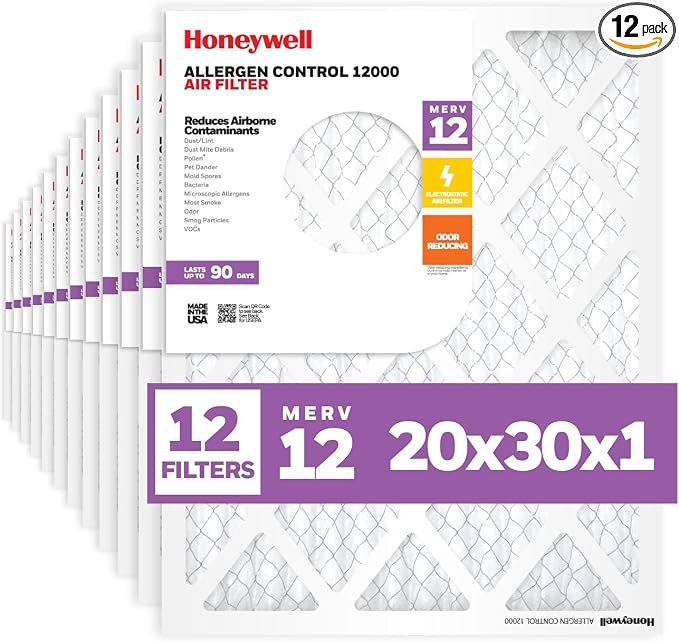 Honeywell 20x30x1 MERV 12 Electrostatic Pleated HVAC AC Furnace Air Filter | by HoneywellAirComfort