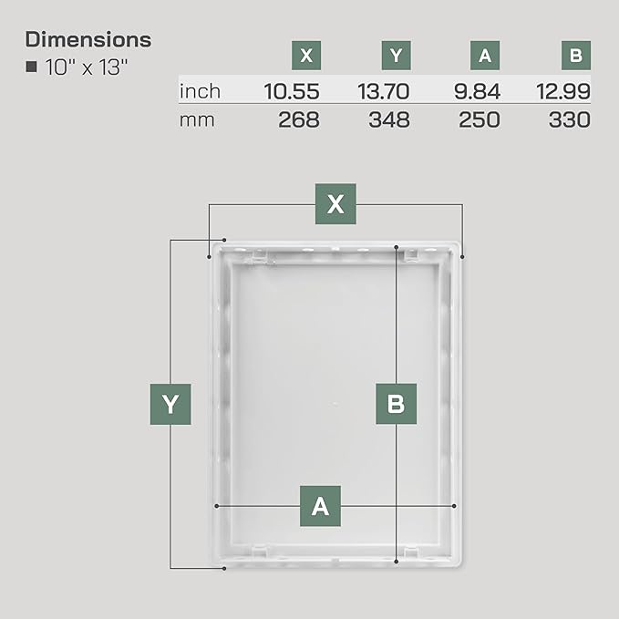 Vent Systems White ABS Plastic Access Panel 10 x 13 Inch (Opening) - Pack of 2 Access Door for Drywall, Wall, Ceiling - Electrical, Plumbing Service nspection Door - 11 x 13.7 Inch (Outer)
