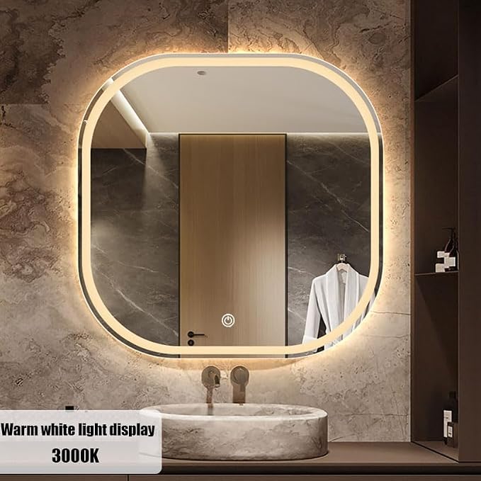 JSLJDM 500X500 mm Illuminated Backlit LED Bathroom Mirror, Wall Mounted - Image 2