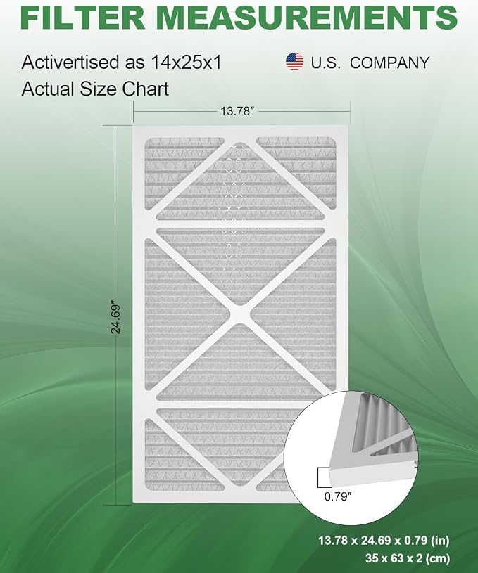 14x25x1 Air Filter 6 Pack, Durable MERV 8 Pleated Home HVAC AC Furnace Filters - Image 5