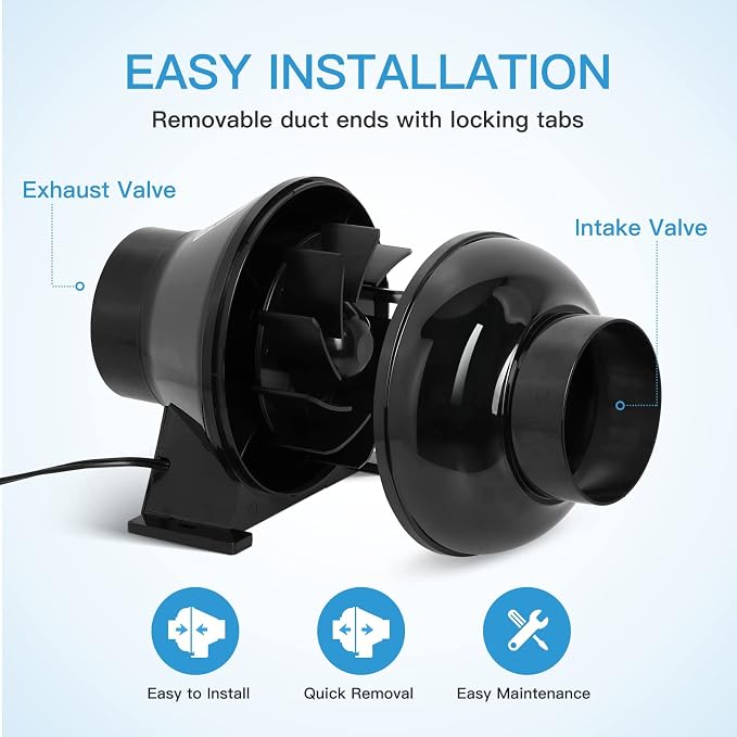 iPower 4 Inch 195 CFM Inline Fan, Air Carbon Filter and 8 Feet Ducting - Image 4