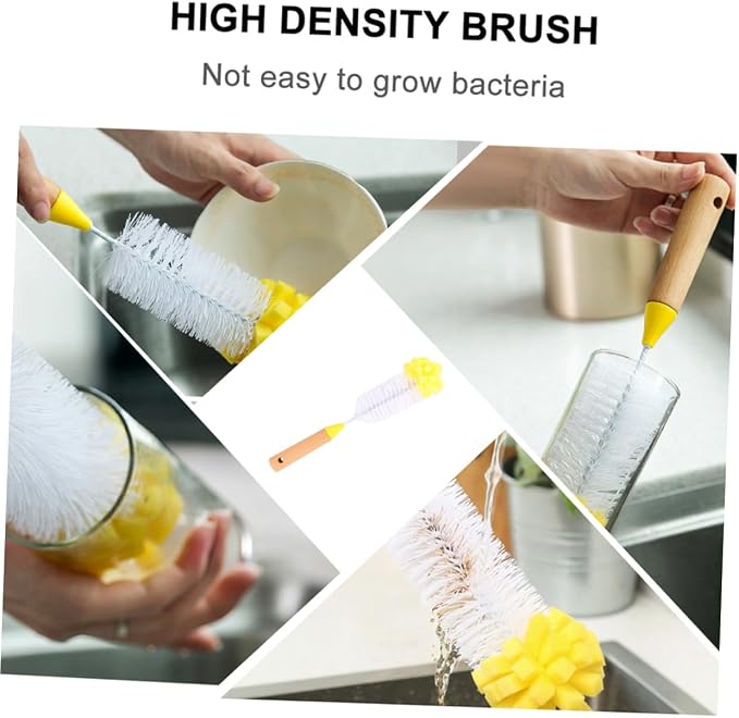 Natural Wood Handle Sponge Scrubber Tile Scrubber Brush Cleaner Kitchen - Image 9