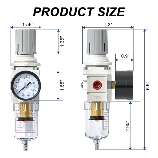 AIRZOE 1/4"NPT Air Filter Regulator Combo Piggyback, 5 Micron Brass Element - Image 2