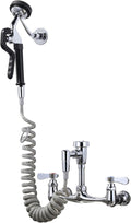 Pet Grooming Faucet, Wall Mount 8" Centers Mixing Faucet, Brass Pet Grooming Unit with Aluminum Spray Valve, Coiled Hose, Vacuum Breaker, Lever Handles for Shower Bathroom Garden Outdoors Sink
