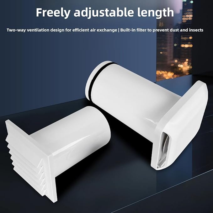 Asixxsix Passive Air Vent, Adjustable Telescopic Duct Airflow Ventilation Kit - Image 2