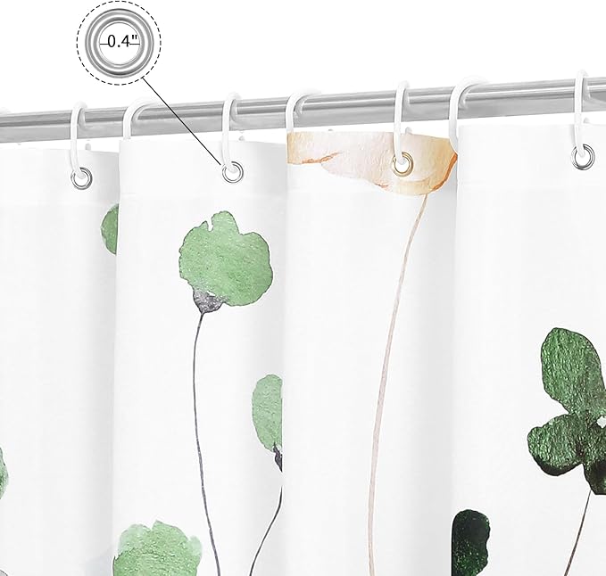 Gibelle Watercolor Floral Shower Curtain, Sage Green Beige Flower Shower Curtain for Bathroom, Modern Minimalist White Waterproof Fabric Shower Curtain Set 72x72 Inch