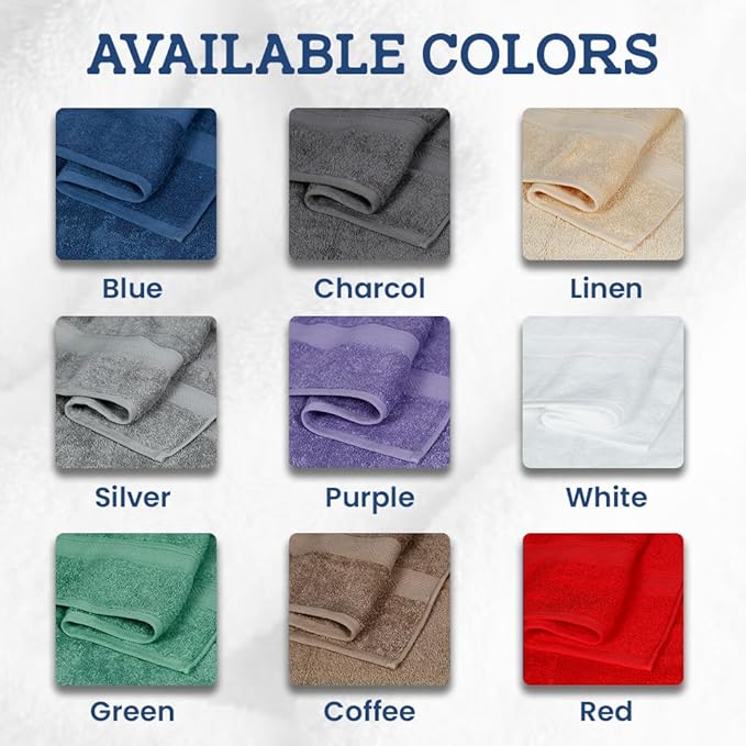 Casa Lino 100% Cotton Bath Towels Set of 4 (1 Bath Towel, 1 Hand Towel & 2 Wash Cloths) - Bathroom Towels and Washcloths Set - Complete Bathroom Set - Guest Room Essentials - (Purple)