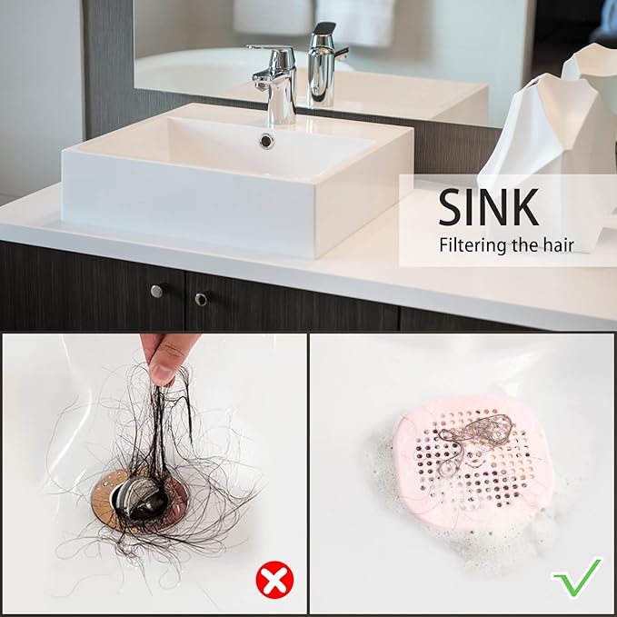 Drain Cover Hair Catcher Drain Plug Hair Stopper Drain Protector for Shower Bathroom Accessories Bathtub Lotus Pink 2 Pack