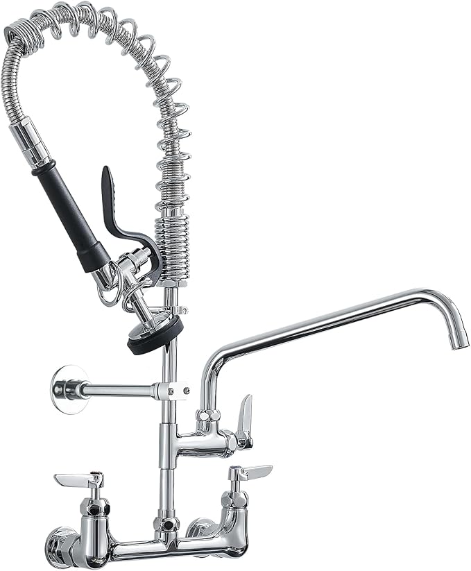 Fapully Commercial Kitchen Faucet, Wall Mount Kitchen Sink Faucet by Fapully
