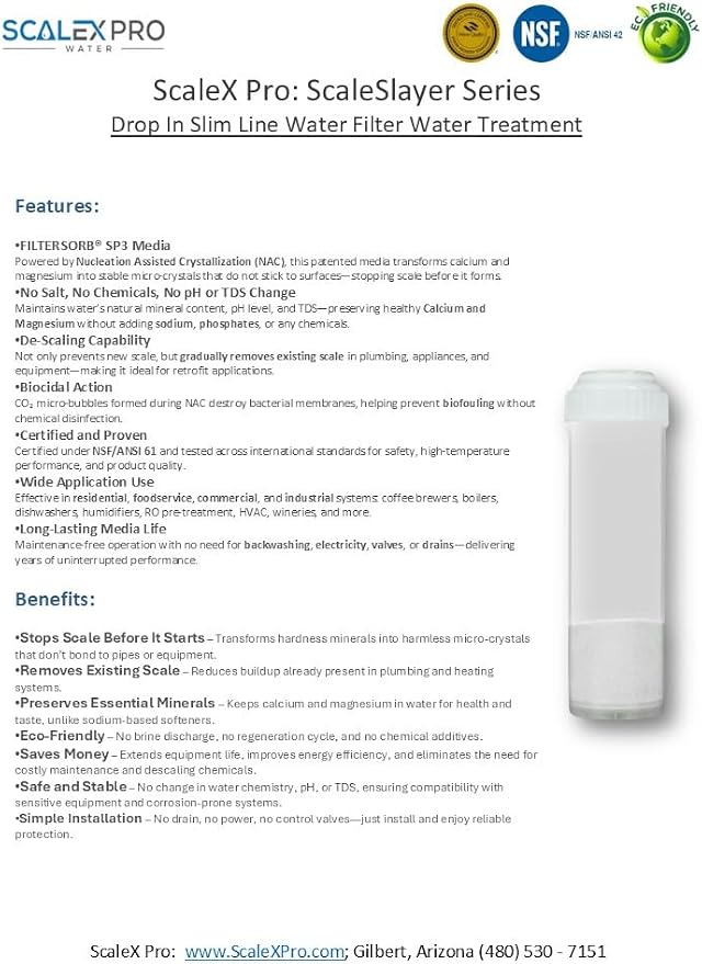 ScaleSlayer 10in Slim Line Drop In, High Capacity Water Filter Replacement - Image 7
