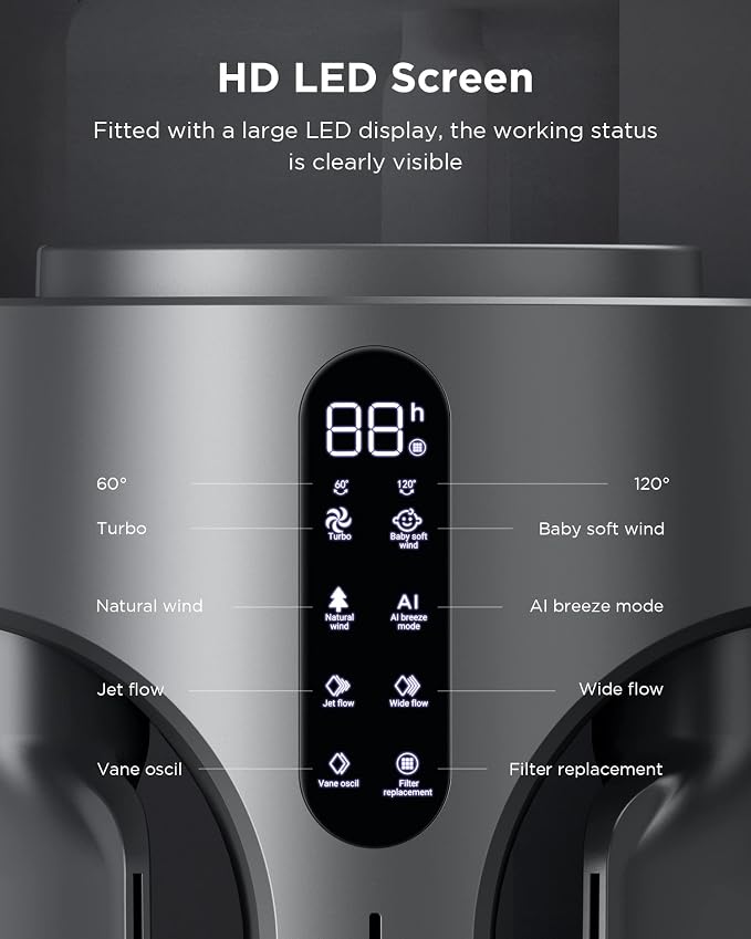 AIRMATE Air Purifier Bladeless Tower Fans, 1500CFM Large Air Volume, 28ft/s - Image 7