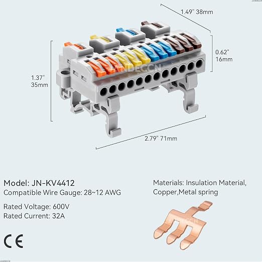4pcs DIN Rail Terminal Blocks, DIY Splicing Wire Connectors - Image 5