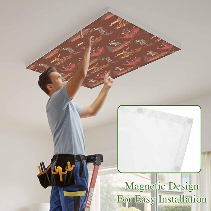 Cowboys Horses 3 Pcs Fluorescent Light Covers 4 x 2 Feet, Desert Ethnic Winds - Image 3