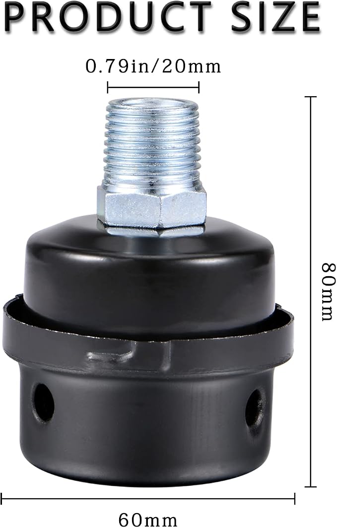 Pack of 2 1/2" Thread Male Thread Diameter 20mm Air Compressor Silencer Filter - Image 5