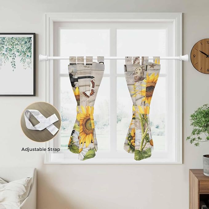 Farm Flowers Bedroom Curtains 63 Inch Length, Window Curtains Tab Top, Retro - Image 5