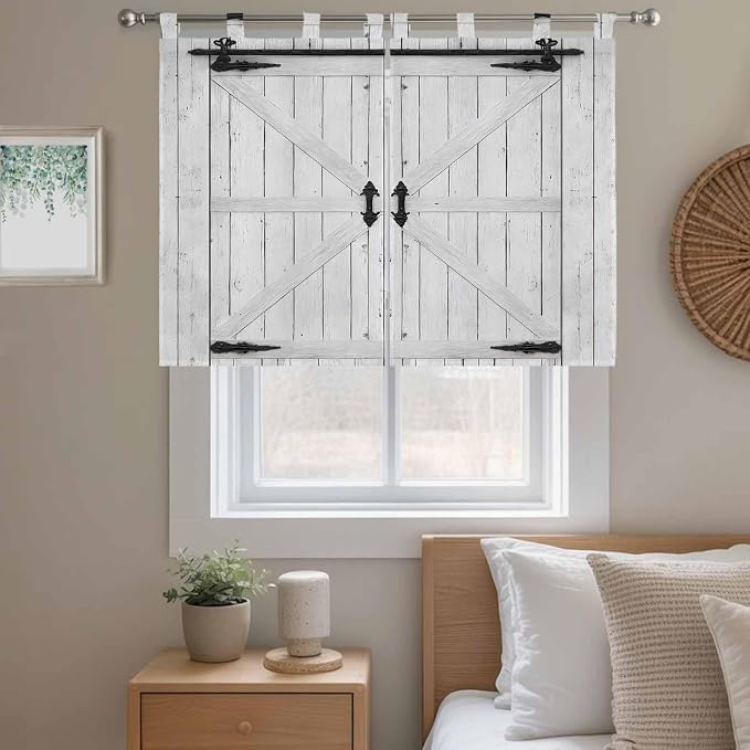 Farmhouse Wood Grain Bedroom Curtains 63 Inch Length, Window Curtains Tab Top - Image 9