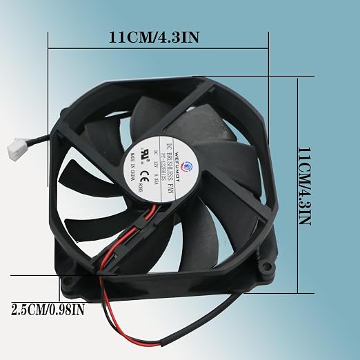 Axial Fan DC 12V 3W 0.35A, Length 4.3 Inch Height 4.3 Inch Thichness 0.98 Inch - Image 3