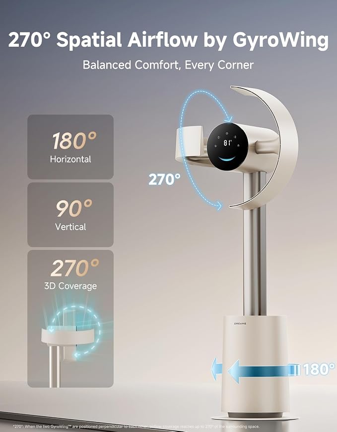 DREAME Bladeless Tower Fan for Bedroom, Smart Standing Fan - Image 2
